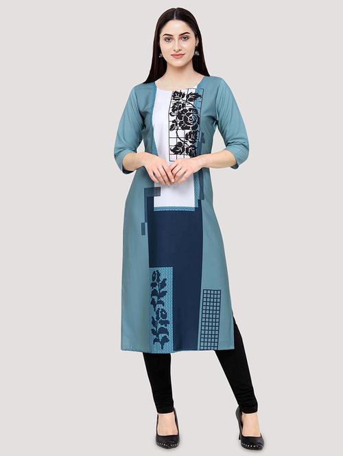 multi colored crepe straight kurta - 17619022 - Very Small Image - 1