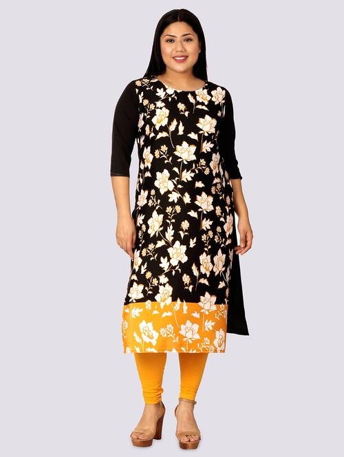 black crepe straight kurta - 17619054 - Very Small Image - 1