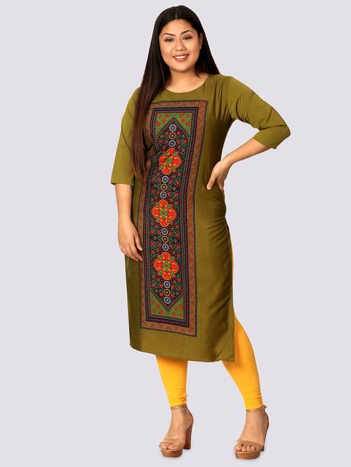 green crepe straight kurta - 17619073 - Very Small Image - 1