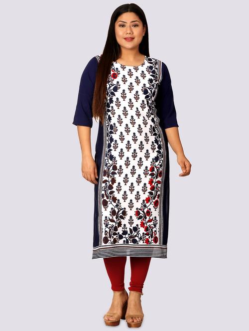 white crepe straight kurta - 17619083 - Very Small Image - 1