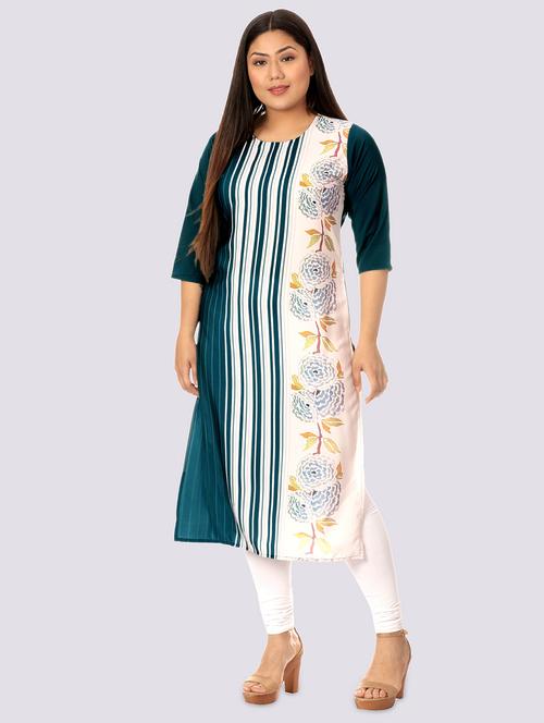 multi colored crepe straight kurta - 17619090 - Very Small Image - 1