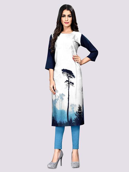 multi colored crepe straight kurta - 17619175 - Very Small Image - 1