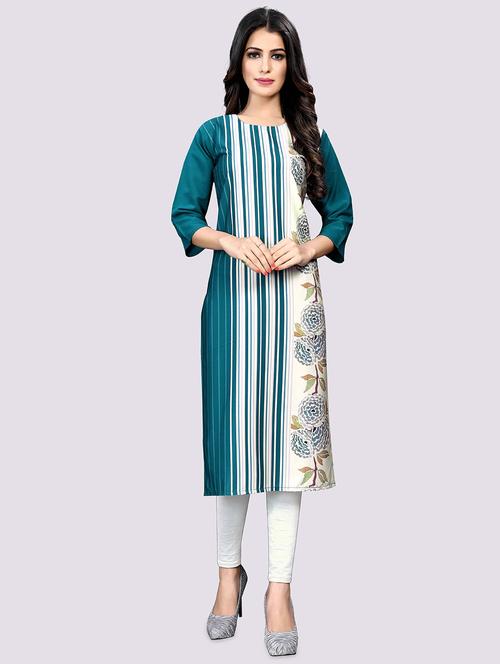multi colored crepe straight kurta - 17619177 - Very Small Image - 1