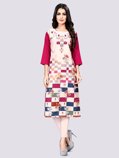 multi colored crepe straight kurta - 17619190 - Very Small Image - 1