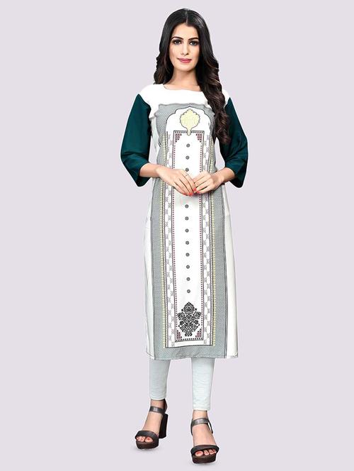 white crepe straight kurta - 17619211 - Very Small Image - 1