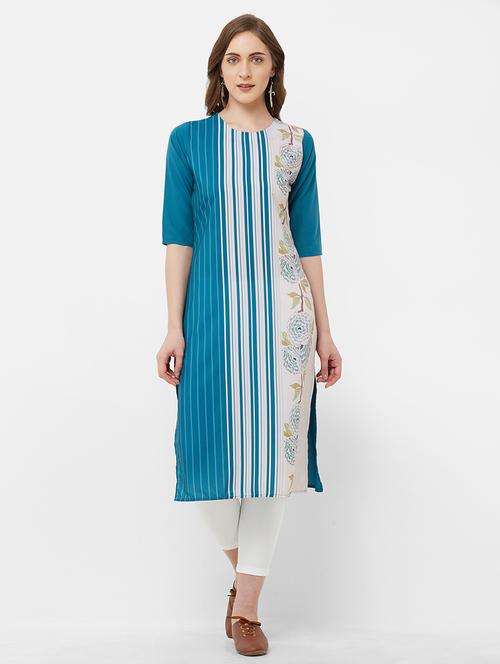 multi colored crepe straight kurta - 17619231 - Very Small Image - 1