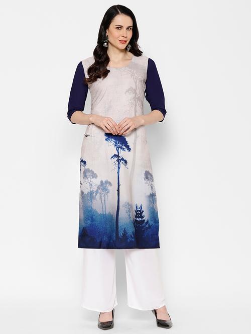 multi colored crepe straight kurta - 17619289 - Very Small Image - 1