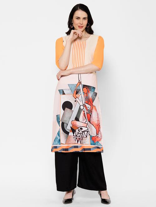multi colored crepe straight kurta - 17619314 - Very Small Image - 1