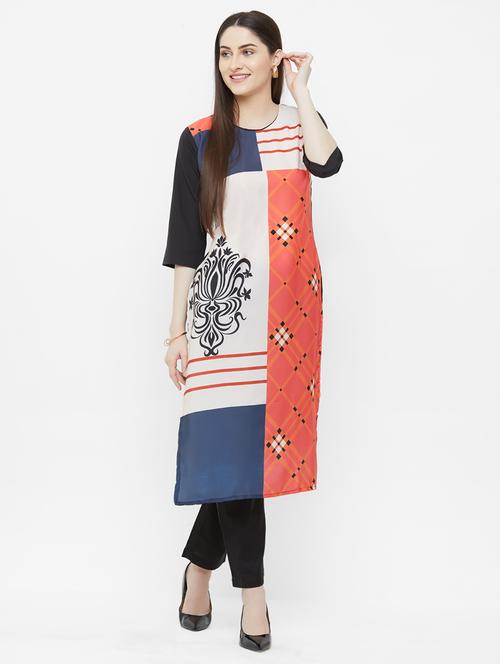 multi colored crepe straight kurta - 17619385 - Very Small Image - 1