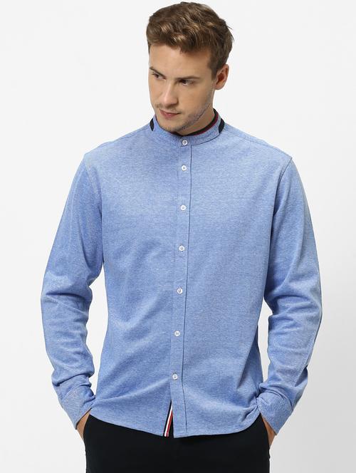 blue solid casual shirt - 17619433 - Very Small Image - 1