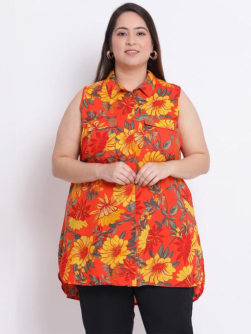 orange viscose plus shirt - 17620646 - Very Small Image - 1