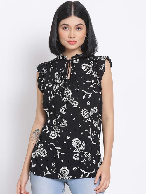 tie up neck floral top - 17620688 - Very Small Image - 1