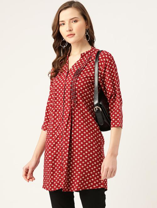 red viscose regular tunic - 17620877 - Very Small Image - 1