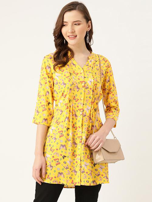 yellow viscose regular tunic - 17620878 - Very Small Image - 1