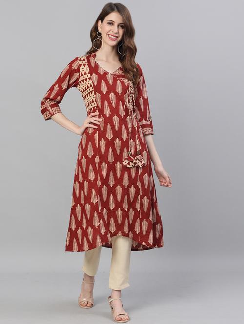 maroon kurta pant set - 17621047 - Very Small Image - 1