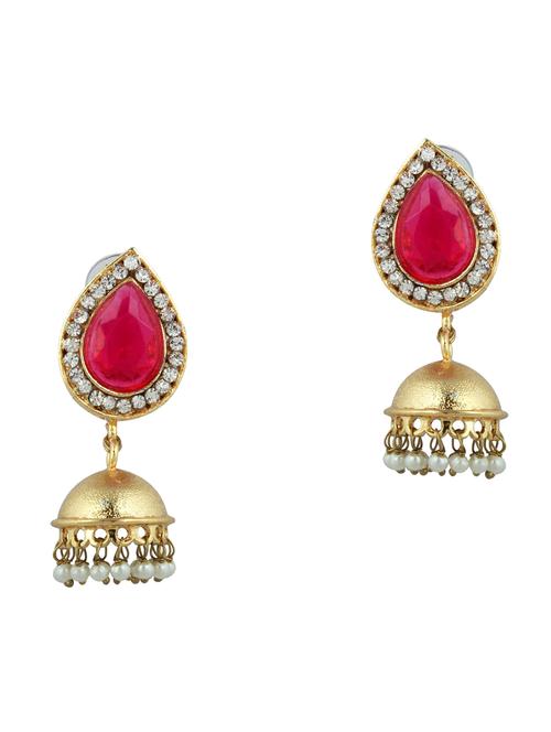 red metal jhumka earring - 17621436 - Very Small Image - 1