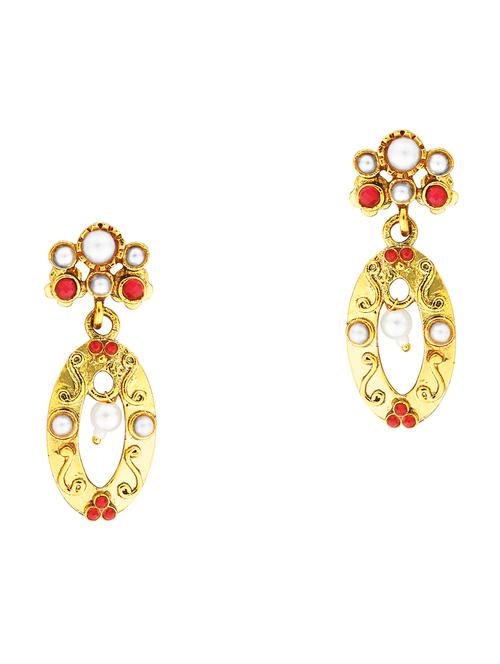 red metal drop earring - 17621453 - Very Small Image - 1