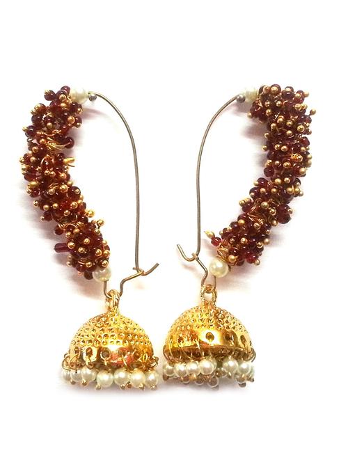red metal jhumka earring - 17621784 - Very Small Image - 1