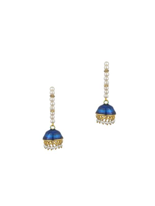 blue metal jhumka earring - 17622076 - Very Small Image - 1