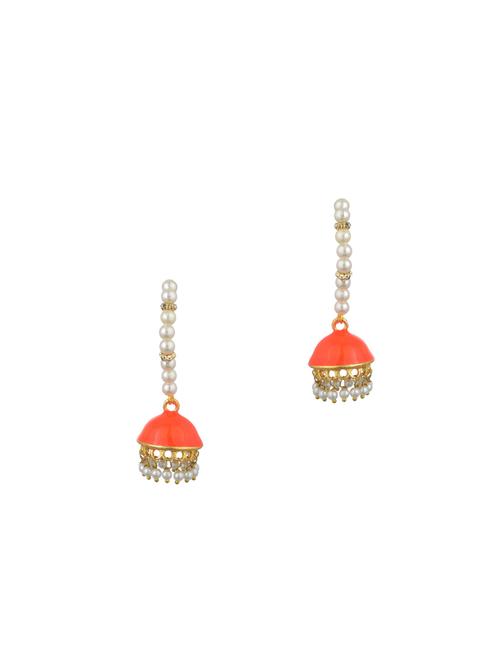 orange metal jhumka earring - 17622078 - Very Small Image - 1