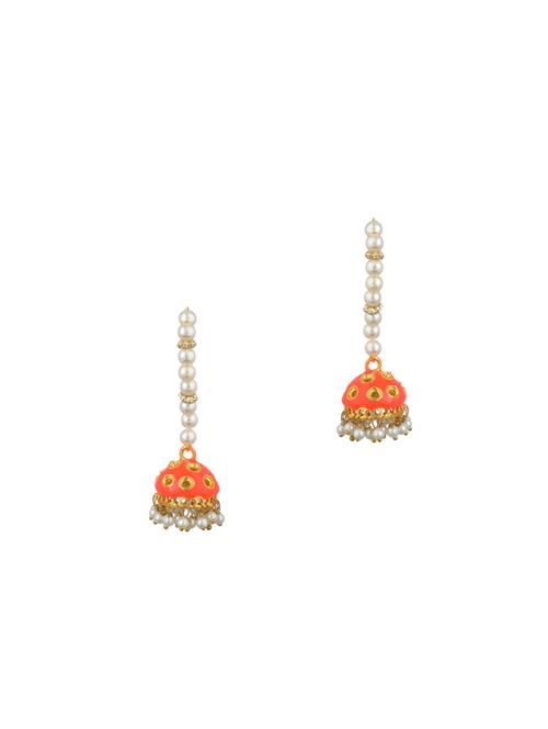 orange metal jhumka earring - 17622079 - Very Small Image - 1