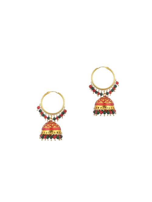 orange metal jhumka earring - 17622136 - Very Small Image - 1