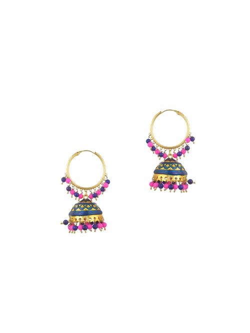 multi colored metal jhumka earring - 17622137 - Very Small Image - 1