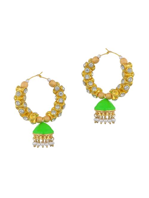 green metal jhumka earring - 17622168 - Very Small Image - 1
