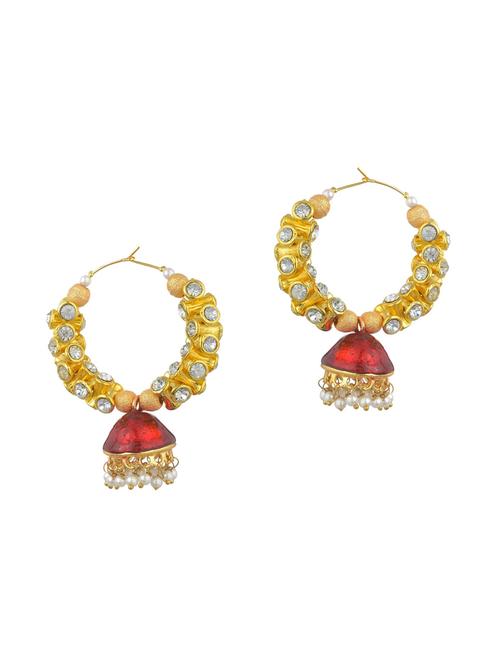 red metal jhumka earring - 17622173 - Very Small Image - 1
