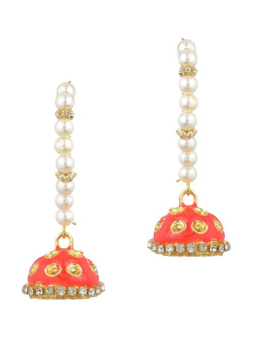 orange metal jhumka earring - 17622175 - Very Small Image - 1