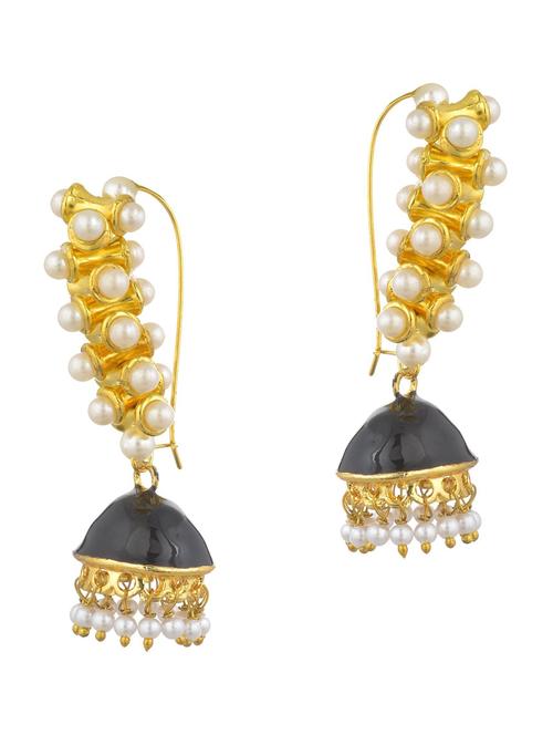 black metal jhumka earring - 17622180 - Very Small Image - 1