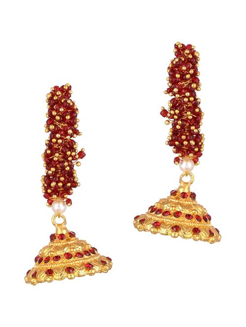 red metal jhumka earring - 17622208 - Very Small Image - 1