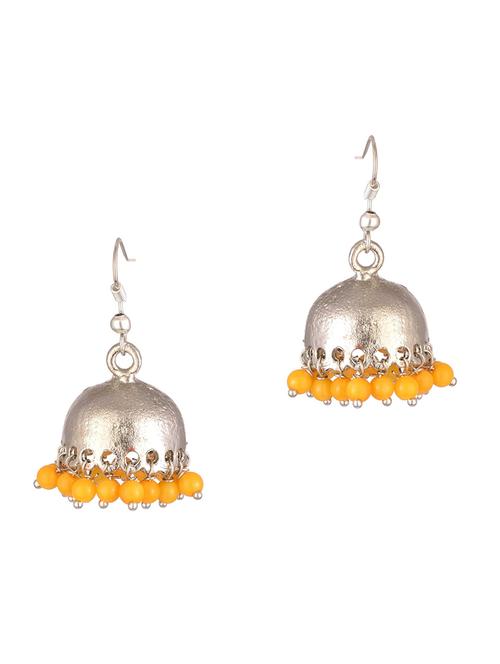 yellow metal jhumka earring - 17622265 - Very Small Image - 1