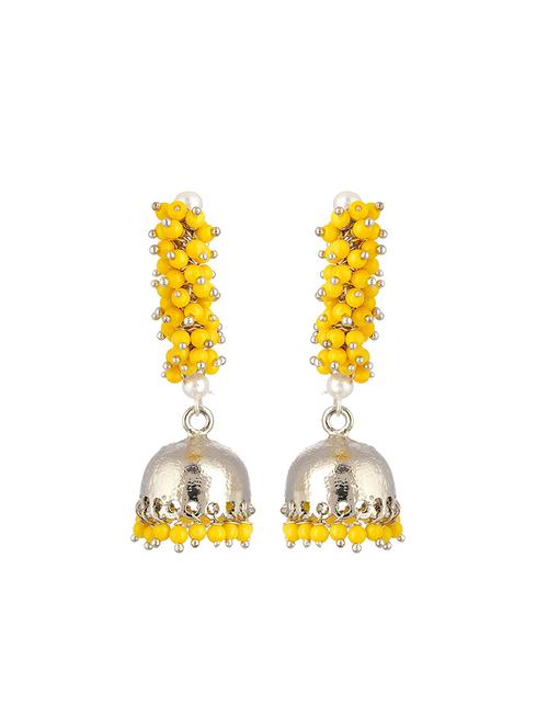yellow metal jhumka earring - 17622341 - Very Small Image - 1