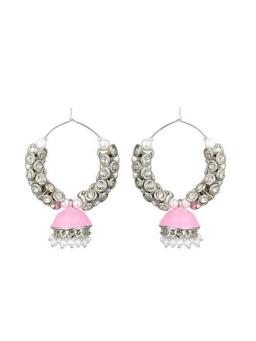 pink metal jhumka earring - 17622375 - Very Small Image - 1