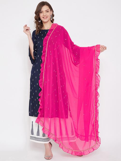 pink poly georgette dupatta - 17622584 - Very Small Image - 1