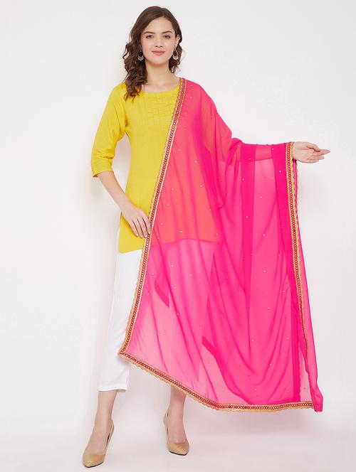 pink poly georgette dupatta - 17622586 - Very Small Image - 1