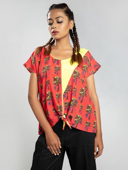 tie front printed top - 17622693 - Very Small Image - 1