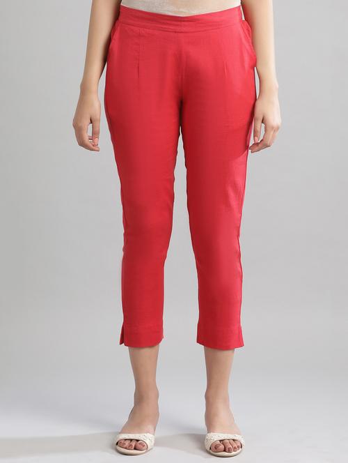 red cotton straight tapered pant - 17622732 - Very Small Image - 1