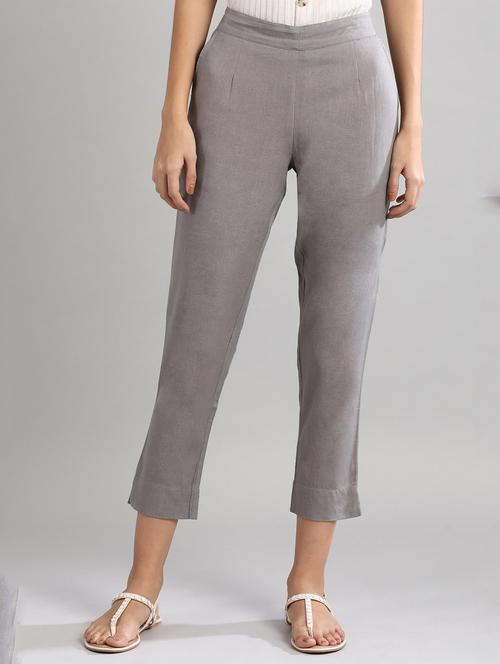 grey cotton straight tapered pant - 17622739 - Very Small Image - 1