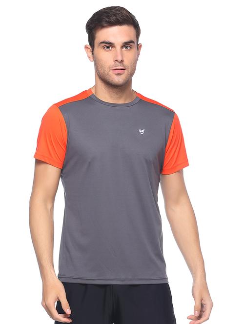 grey color block t-shirt - 17623201 - Very Small Image - 1