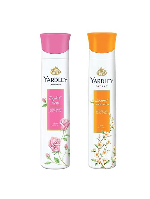 yardley london pack of 2 refreshing body spray (english rose & imperial sandalwood) - 17623306 - Very Small Image - 1