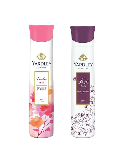 yardley london pack of 2 refreshing body spray (london mist & lace satin) - 17623350 - Very Small Image - 1