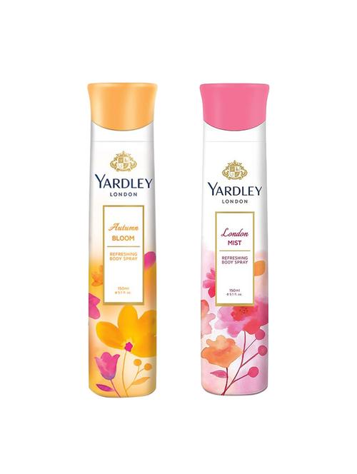 yardley london pack of 2 refreshing body spray (autumn bloom & london mist) - 17623357 - Very Small Image - 1