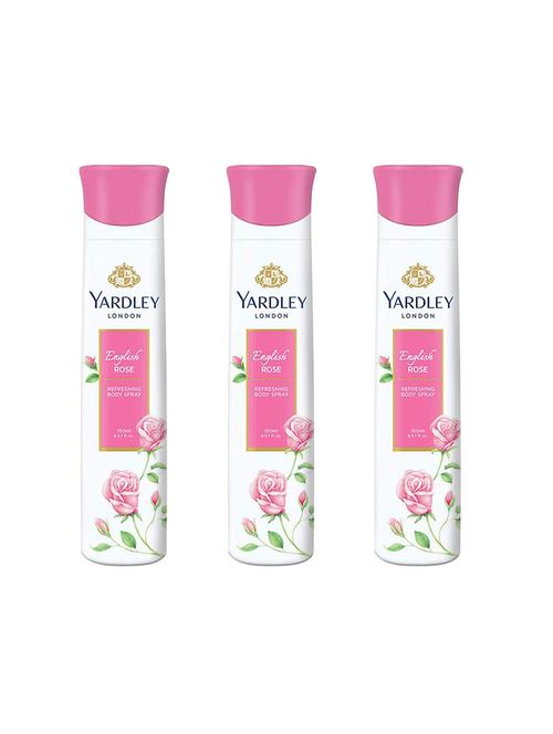 yardley london pack of 3 refreshing body spray (english rose) - 17623438 - Very Small Image - 1