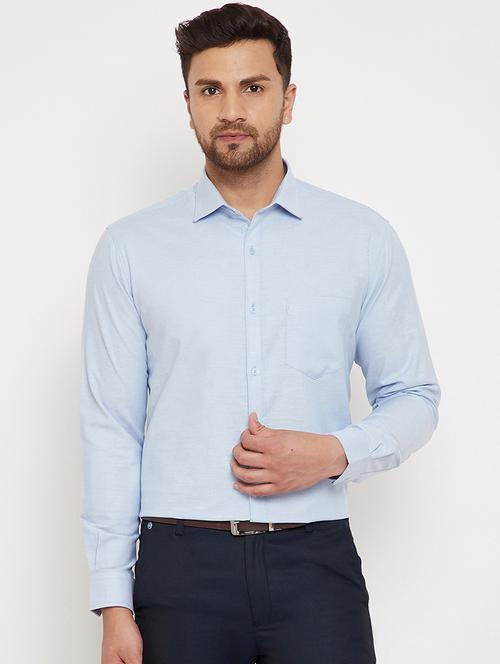 light blue solid formal shirt - 17624013 - Very Small Image - 1