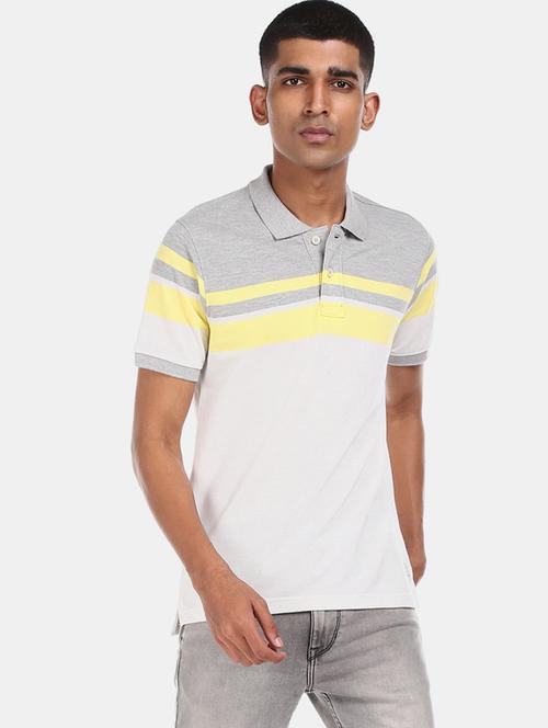 grey color block polo t-shirt - 17625532 - Very Small Image - 1
