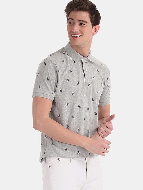 grey printed polo t-shirt - 17625536 - Very Small Image - 1