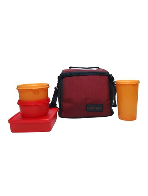 tupperware best lunch with bag including two bowls, one tumbler and one square box - 17626519 - Very Small Image - 1