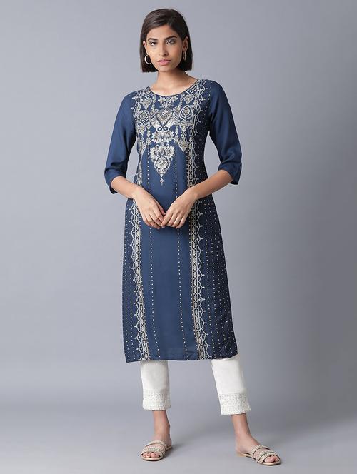 women's straight kurta - 17627044 - Very Small Image - 1
